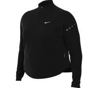 Nike Swift Dri-Fit HQ0501-010 Haut de Course UV avec Demi Fermeture Éclair pour Femme, Grandes Tailles, Noir/argenté réfléchissant HQ0501-010, 3X