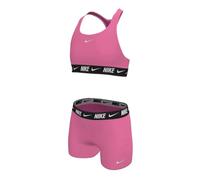 NIKE Swim Logo Tape Racerback Bikini & S Pink Glow