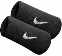 NIKE Swoosh Double Bandeaux pour Poignets Larges Noirs