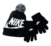 Nike Ensemble bonnet et gants Swoosh Pom Enfant Noir/Blanc Taille S-XXL