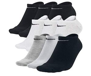 Nike SX2554 Set de 9 paires de chaussettes de sport invisibles Noir/blanc/gris - - Small