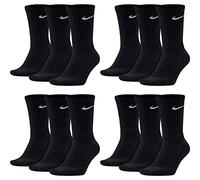 Nike SX4508 Lot de 12 paires de chaussettes pour homme et femme, conviennent au tennis, à la course, en blanc, noir et gris, Noir