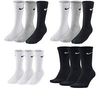 Nike SX4508 Lot de 12 paires de chaussettes pour homme et femme, conviennent au tennis, à la course, en blanc, noir et gris, 6 x gris, 3 x blanc, 3 x noir.