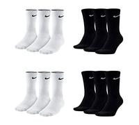 Nike SX4508 Lot de 12 paires de chaussettes pour homme et femme, conviennent au tennis, à la course, en blanc, noir et gris, blanc/noir