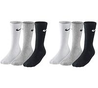 Nike SX4508 Lot de 6 paires de chaussettes pour homme et femme Blanc ou blanc gris noir Couleur : blanc gris noir Taille 38-42, Multicolore, 40-44