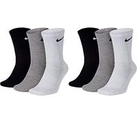 Nike SX7664 Lot de 6 paires de chaussettes de tennis pour homme et femme blanc/gris/noir Taille 34 36 38 40 42 44 46 48 50 Taille 34-38 Couleur : blanc/gris/noir