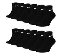 Nike SX7677 Chaussettes de sport courtes pour homme et femme Blanc/noir Taille 34 36 38 40 42 44 46 48 50, 6 paires de gants noirs., M