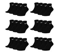 Nike SX7677 Chaussettes de sport courtes pour homme et femme Blanc/noir Taille 34 36 38 40 42 44 46 48 50, 12 paires noires, M