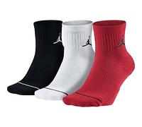 Nike U J Everyday Max ANKL 3PR Chaussettes Mixte Adulte, Black/White/Gym Red, FR : M (Taille Fabricant : M)