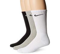 Nike U NK V Cush CREW-3P Value Chaussettes Mixte Adulte, Gris/Noir/Blanc, S/ 34-38