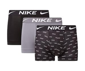 Nike Underwear Homme Logo Print Trunks Lot de 3 - Imprimé Moderne intégral, Élastique, Coupe Confortable, Nike Logo Print/Cool Grey/Black, S