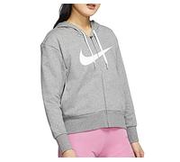 Nike W NK Dry Get Fit FC Fz H ES Gx Sweat-Shirt Femme Carbon Heather/(White) FR: M (Taille Fabricant: M)