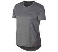 Nike W NK Miler Top SS T-Shirt Femme, Gris (Gunsmoke/Heather/Reflective Silver 056), FR : XS (Taille Fabricant : XS)