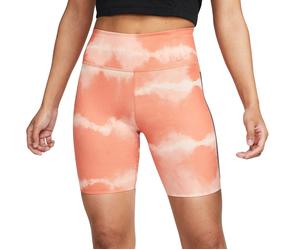 Nike W NK ONE LUXE DF MR 7IN ST AOP Shorts XS Orange