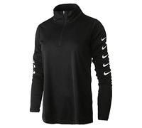 Nike W NK Swoosh Run Top Hz T-Shirt à Manches Longues pour Femme M Noir/Blanc