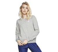 Nike W NSW Essntl Crew FLC T-Shirt à Manches Longues Femme DK Grey Heather/(White) FR: M (Taille Fabricant: M)
