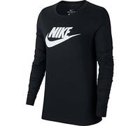 Nike W NSW Tee Essntl Ls Icon FTRA T-Shirt à Manches Longues Femme Black/(White) FR: XS (Taille Fabricant: XS)