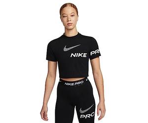 Nike Women's Shirt W NP DF Grx SS Crop Top, Black/White, DX0078-010, S