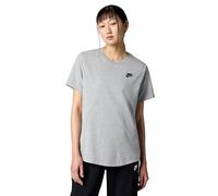 Nike Women's Shirt W NSW Club SS Tee, DK Grey Heather/Black, DX7902-063, M