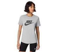 Nike Women's Shirt W NSW Club SS Tee ICN Ftra, DK Grey Heather/Black, DX7906-063, XL