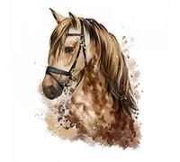 nikima 085 Sticker mural pour chambre d'enfant Motif tête de cheval Marron Décoration - Disponible en 5 tailles - Jolies stickers et autocollants décoratifs muraux mignons pour garçon et fille Taille