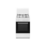Nikkei SN554WE - Cuisinière à gaz 4 brûleurs avec four électrique avec barbecue 50x50 cm couleur blanche