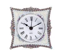 NIKKY HOME Crystal Elegant Small Quartz Analog Table Clock with Rosy Rhinestone Non-Alarm Desk Clock 3.5 by 1.5 by 3.5 inches, White and Pink