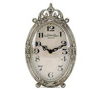 NIKKY HOME Horloge de Table Vintage, silencieuse, sans tic-tac, Fonctionne à Piles, étagère de Bureau, cheminée, Petite Horloge en métal pour décoration de Salon - Argent rétro