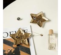 NIKKY HOME Lot de 2 plateaux à bijoux dorés avec motif étoile vintage, support de bague décoratif en métal pour chambre à coucher, coiffeuse, commode, comptoir, décoration d'intérieur élégante