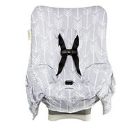 Niko Easy-Wash Children's Car Seat Cover & Liner - Jersey de coton gris et motif flèche blanche - Ajustement universel - Testé en cas de collision - Fond de siège imperméable - Facile à nettoyer -