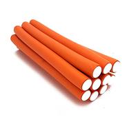 NIKO Lot de 10 tiges flexibles courtes de 16 mm - Rouleaux flexibles en mousse - Bigoudis légers flexibles pour boucles et vagues - Outil de coiffure pour salon de coiffure - Couleur orange (16 mm)