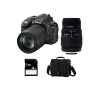Nikon D3300 + 18-105 VR + SIGMA 70-300 DG MACRO + SD 4GB Kit d'appareil-photo SLR 24.2MP CMOS 6000 x 4000pixels Noir - Appareils photos numériques (24,2 MP, 6000 x 4000 pixels, CMOS, Full HD, 410 g, Noir)