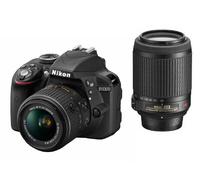 Nikon D3300 24.2MP CMOS Digital SLR avec objectifs zoom 18-55mm DX VR II & 55-200mm DX VR II (Noir) - Version internationale (sans garantie)