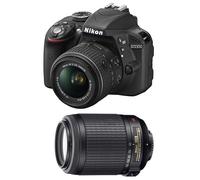 Nikon D3300 - Appareil photo numérique - Reflex - 24.2 Mpix - 3 x zoom optique objectifs AF-S DX 18-55 mm et 55-200 mm VR - noir