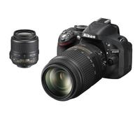 Nikon D5200 Appareil photo numérique Reflex 24.1 Kit + Objectif AF-S DX VR 18-55 mm + Objectif VR 55-300 mm Noir