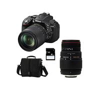 Nikon D5300 + 18-105 VR + SIGMA 70-300 DG APO MACRO + SD 4GB Kit d'appareil-photo SLR 24,2 MP CMOS 6000 x 4000 pixels Noir - Appareils photos numériques (24,2 MP, 6000 x 4000 pixels, CMOS, Full HD, 480 g, Noir)