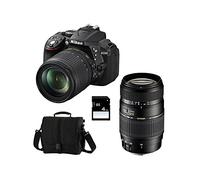 Nikon D5300 + 18-105 VR + TAMRON 70-300 DI + SD 4GB Kit d'appareil-photo SLR 24,2 MP CMOS 6000 x 4000 pixels Noir - Appareils photos numériques (24,2 MP, 6000 x 4000 pixels, CMOS, Full HD, 480 g, Noir)