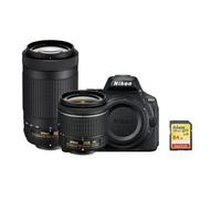 NIKON D5600 reflex 24.2 mpix + objectif TWIN KIT AF-P 18-55MM F3.5-5.6G VR AF-P 70-300MM F4.5-6.3 ED VR DX + 64GB card + bag