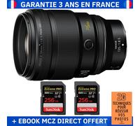 Nikon Z 135mm f/1.8 S Plena + 2 SanDisk 256GB Extreme PRO UHS-II SDXC 300 MB/s + Ebook '20 Techniques pour Réussir vos Photos' - Objectif Nikon Z