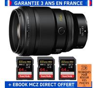 Nikon Z 135mm f/1.8 S Plena + 3 SanDisk 64GB Extreme PRO UHS-II SDXC 300 MB/s + Ebook '20 Techniques pour Réussir vos Photos' - Objectif Nikon Z