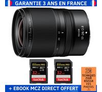 Nikon Z 17-28mm f/2.8 + 2 SanDisk 32GB Extreme PRO UHS-II SDXC 300 MB/s + Ebook '20 Techniques pour Réussir vos Photos' - Objectif Nikon Z