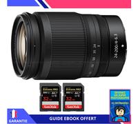 Nikon Z 24-200mm f/4-6.3 VR + 2 SanDisk 32GB UHS-II 300 MB/s + Ebook 'Devenez Un Super Photographe' - Objectif Nikon Z pour Nikon Hybride