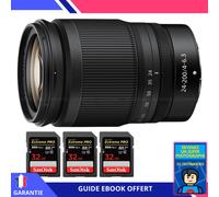 Nikon Z 24-200mm f/4-6.3 VR + 3 SanDisk 32GB UHS-II 300 MB/s + Ebook 'Devenez Un Super Photographe' - Objectif Nikon Z pour Nikon Hybride