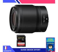 Nikon Z 50mm f/1.8 S + 1 SanDisk 32GB UHS-II 300 MB/s + Ebook 'Devenez Un Super Photographe' - Objectif Nikon Z pour Nikon Hybride