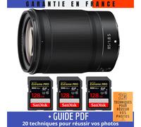 Nikon Z 85mm f/1.8 S + 3 SanDisk 128GB UHS-II 300 MB/s + Guide PDF 20 techniques pour réussir vos photos