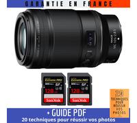 Nikon Z MC 105mm f/2.8 VR S Macro + 2 SanDisk 128GB UHS-II 300 MB/s + Guide PDF 20 techniques pour réussir vos photos