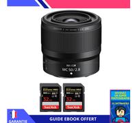 Nikon Z MC 50mm f/2.8 Macro + 2 SanDisk 32GB UHS-II 300 MB/s + Ebook 'Devenez Un Super Photographe' - Objectif Nikon Z pour Nikon Hybride