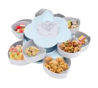 Nikou Boîte à bonbons rotative en forme de pétale, double couche, boîte de rangement pour fruits secs, boîte à casse-croûte, assiette de fruits