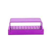 Nikou Boîte de désinfection Boîte de désinfection, Boîte de désinfection en aluminium à 30 trous Porte-bloc de fraises dentaires Outil de dentiste autoclavable(Violet)