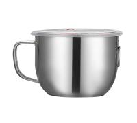 Nikou Bol à riz en acier inoxydable avec poignée, pot à soupe multifonction pour cuisinière à induction et cuisinière électrique, bol mélangeur en métal, capacité de 1,5 l, argent